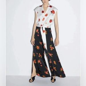 Zara Rose Print Trouser Pants